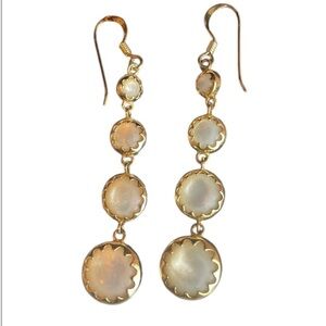 White stone round drop statment dangle earrings for pierced ears